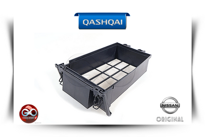 Siyah plastik Qashqai hava filtresi kutusu; ızgaralı iç bölme ve bağlantı kulpları