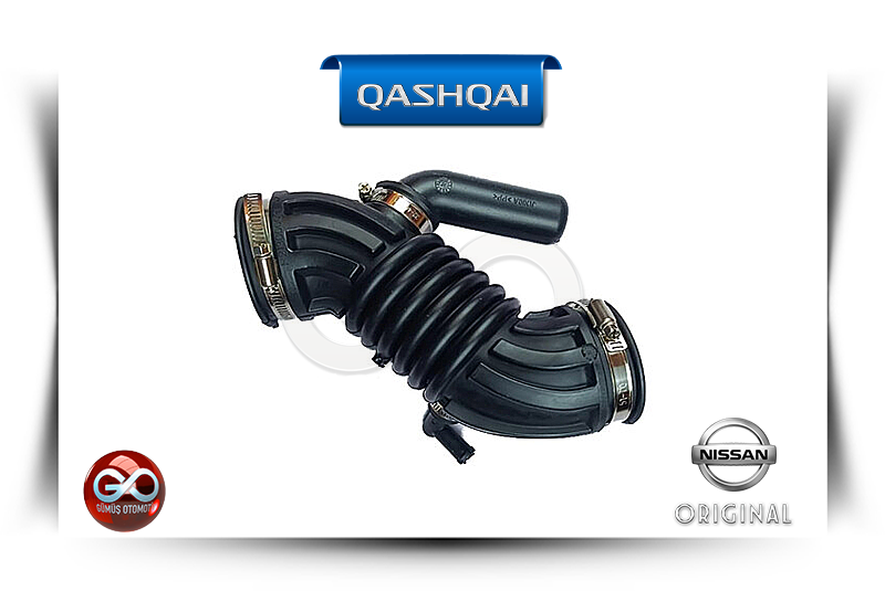 Siyah kauçuk hava giriş hortumu, metal kelepçeli; QASHQAI uyumlu