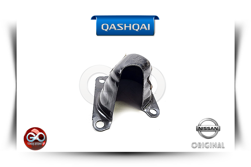 Siyah kauçuk motor takozu, metal kulplu ve iki bağlantı pabuçlu