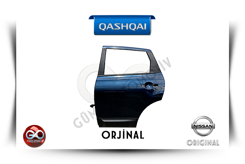 Mavi-siyah Nissan Qashqai kapı paneli