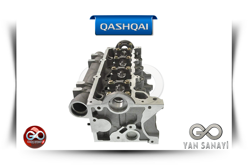 Gri metal motor silindir kapağı, üstte valf/eksantrik yatakları görünür