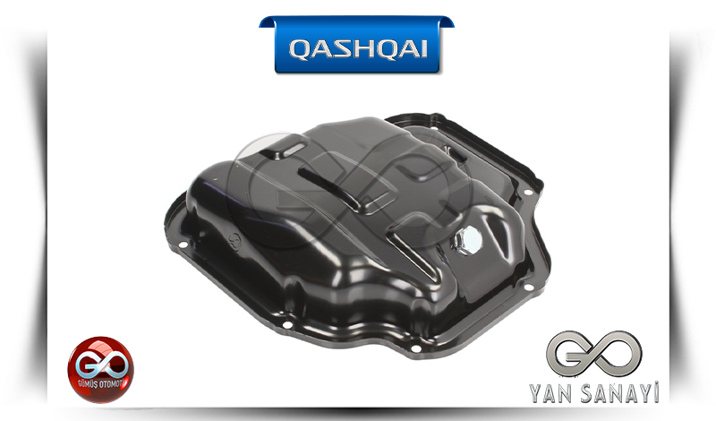 Siyah metal motor muhafaza kapağı; kabartmalı yüzey ve merkez yuva görünür