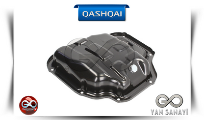 Siyah metal motor muhafaza kapağı; kabartmalı yüzey ve merkez yuva görünür