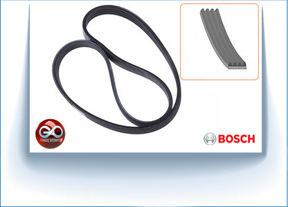 Siyah direksiyon kayışı; Bosch logosu görünen aksesuar kayışı, halka şeklinde