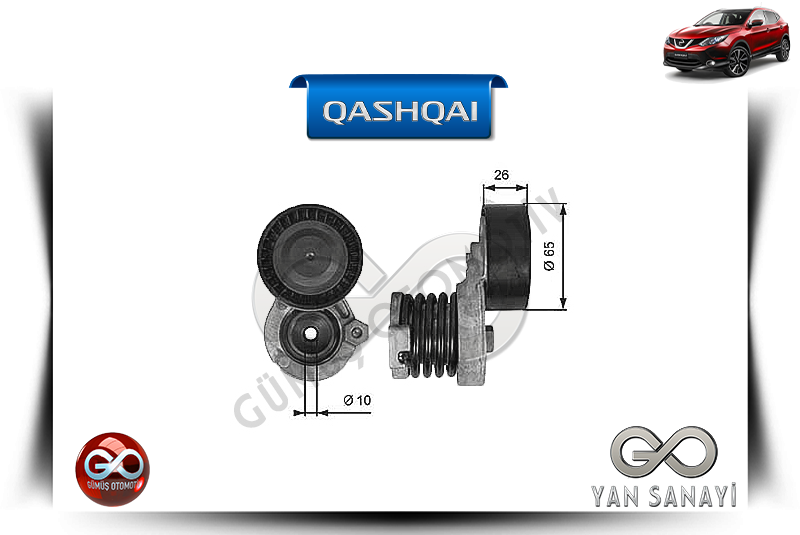 11955-1KB2A<br> ALTERNATÖR + KLİMA KAYIŞ GERGİ RULMANI<br> QASHQAI-J11E-K9K-1500 cc DİZEL - Gümüş Otomotiv
