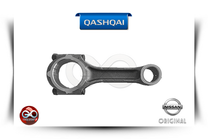 siyah metal motor bağlantı kolu, iki yataklı uç ve ortasında kol yapısı