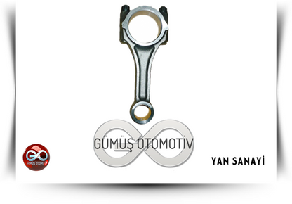 Gri motor biyel kolu, üst ve alt uçlu bağlantı parçası, yatak deliği