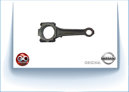 Koyu metal piston kolu: yuvarlak yataklı parça ve iki uçlu kol görünümü