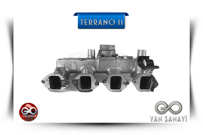 Turbo dizel egzoz manifoldu, metal döküm, dört çıkışlı, önden görünüm.