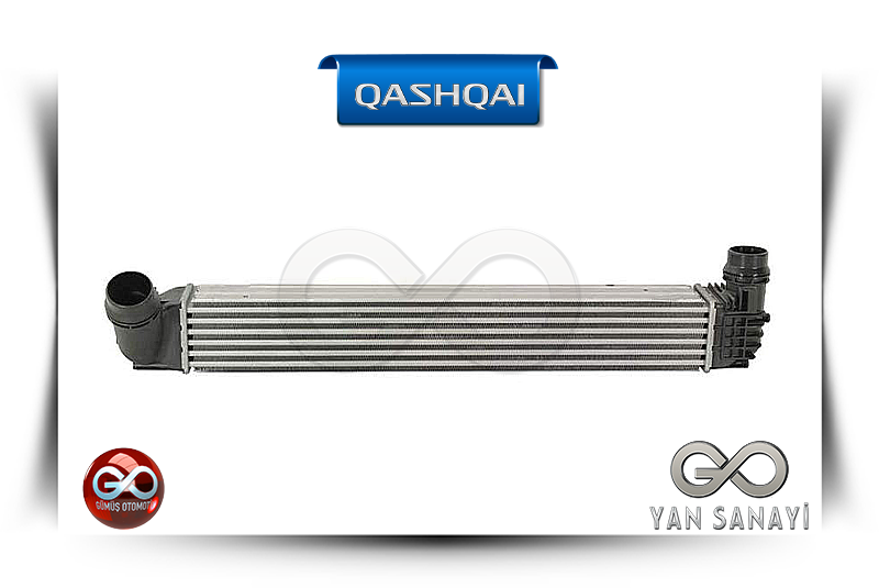 Intercooler radyatörü 14461-JD51B, metal gövdeli ve bağlantılı
