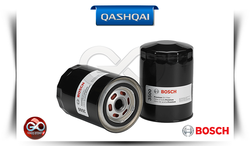 BOSCH yağ filtresi, iki adet siyah metal kutulu, gri merkezli