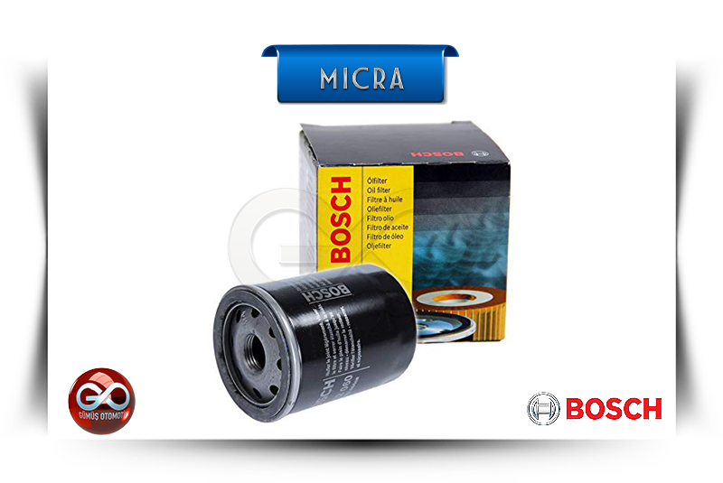 Yağ filtresi, siyah gövdeli; Bosch kutusu ve logo