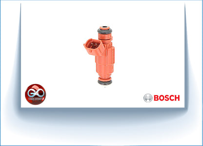 Benzin enjektörü, turuncu gövdeli; BOSCH logosu ile