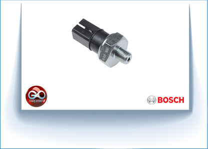 Yağ basınç müşiri, siyah gövdeli metal dişli sensör; BOSCH logosu