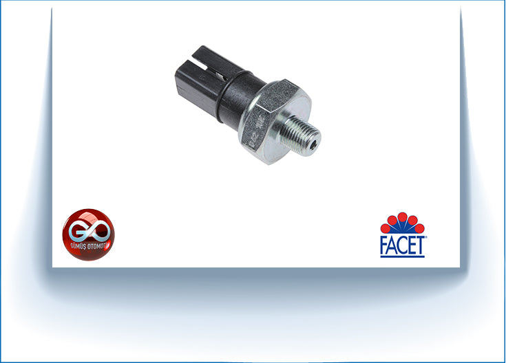 Yağ basınç müşiri, siyah gövdeli metal dişli sensör; FACET logosu
