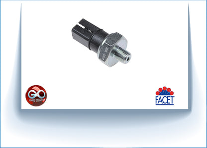 Yağ basınç müşiri, siyah gövdeli metal dişli sensör; FACET logosu