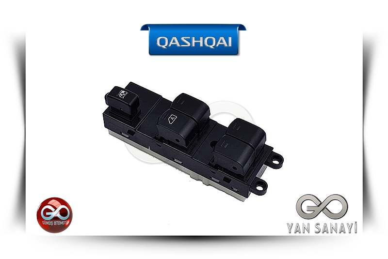 25401-JD001<br>ŞOFÖR KAPI CAM AÇMA-KAPATMA DÜĞMELERİ<br>QASHQAI - J10E - Gümüş Otomotiv