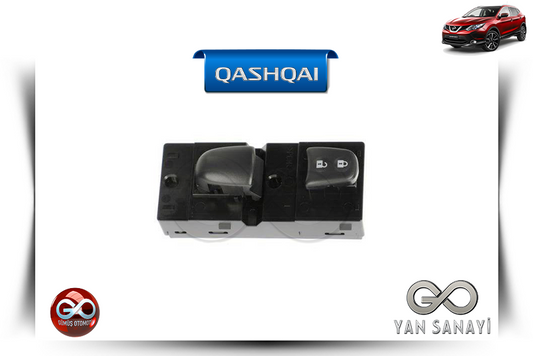 25411-4BA0A<br>ÖN KAPI CAM AÇMA DÜĞMESİ "SOL" <br> QASHQAI - J11E - Gümüş Otomotiv