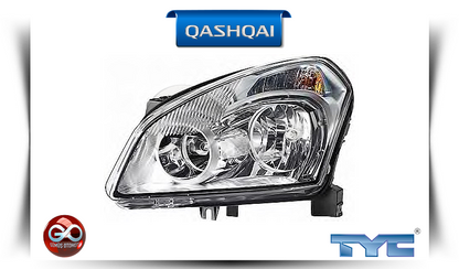 Qashqai ön far: şeffaf camlı, krom yansımalı; TYC