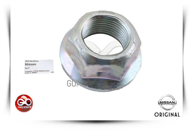 38216-U3000<br>AYNA MAHRUTİ SABİTLEME SOMUNU<br>PICK UP = ND22 = YD25DDTI = 2500 cc = DİZEL - Gümüş Otomotiv
