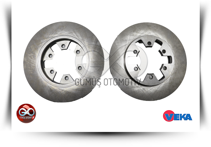 Fren diski çifti, ön yüzey ve çapraz açıdan iki disk