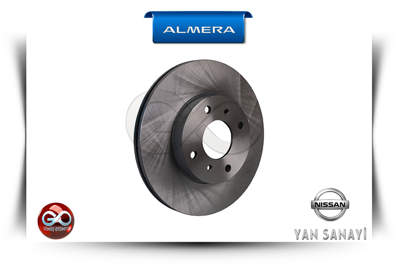 40206-2F501<br>ÖN FREN DİSKİ >>TAKIM >>2 ADET<br>ALMERA >>N16E >>QG15DE >>1500 cc >BENZİNLİ - Gümüş Otomotiv