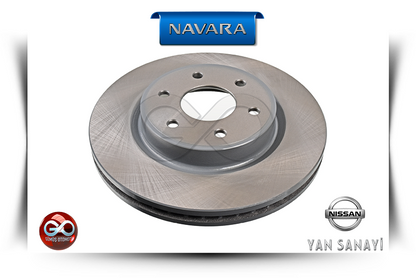 Fren diski takımı: delikli havalandırmalı rotor, önden görünüm (Nissan).