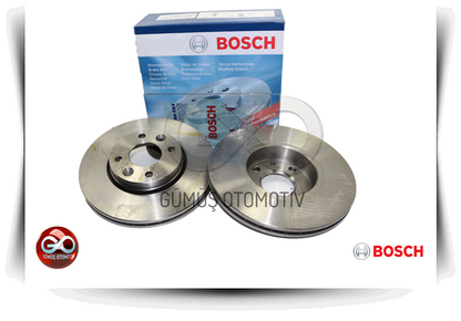 Bosch ambalajlı fren diski takımı, çift oluklu ve delikli rotor