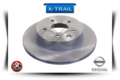 Nissan X-TRAIL uyumlu fren diski: mavi detaylı, delikli metal rotor.