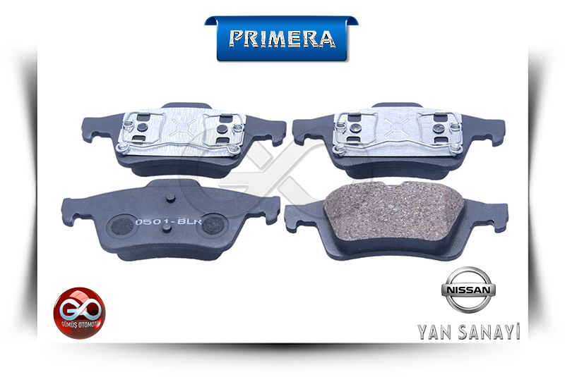 Ön fren balatası seti: metal plakalı 4 adet, gri sürtünme yüzeyli