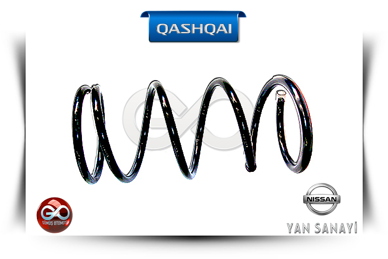Metal sarmal yay, parlak kaplamalı kıvrımlar ve Nissan logosu