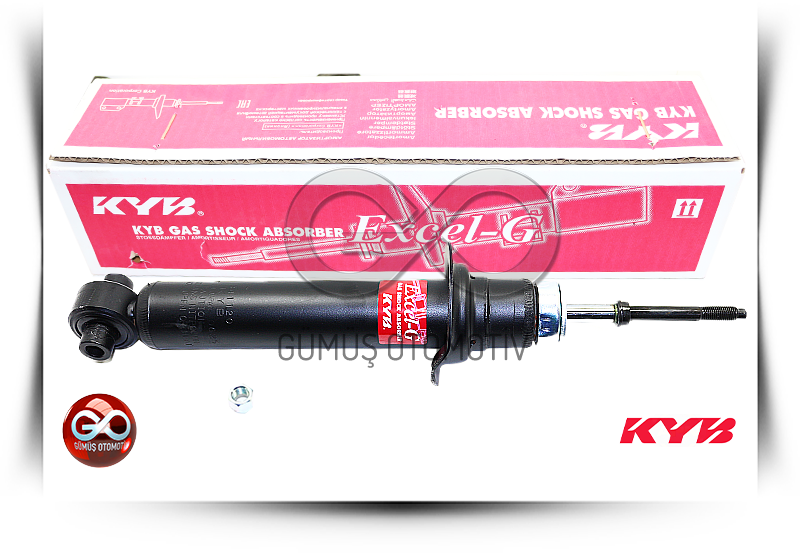 KYB ön amortisör, kutu yanında siyah gövdeli piston kolu
