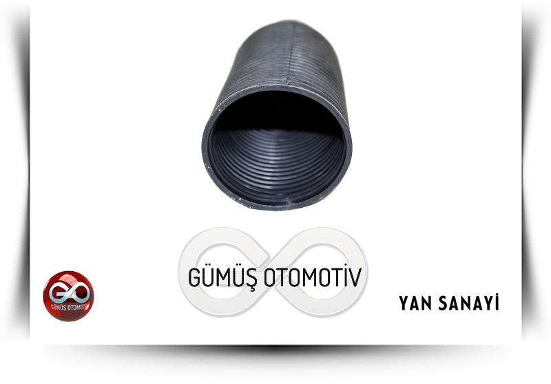 Siyah amortisör körüğü; iç kısmı açık uçtan görünüyor.