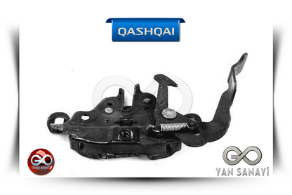 Siyah metal kaput açma kilidi, yaylı mandal ve bağlantı kolu