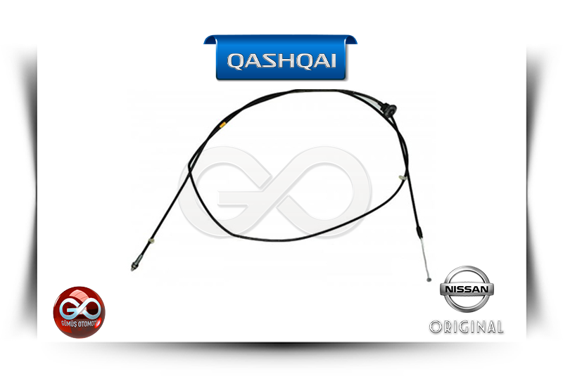 Kaput açma teli, mandallı tip; NISSAN ORJİNAL siyah kablo ve metal uçlar