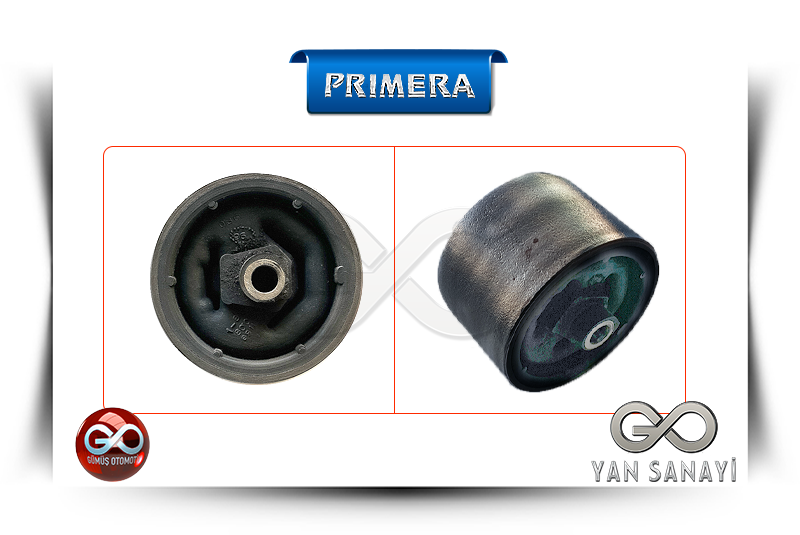 PRIMERA motor kulağı burcu: siyah kauçuk metal parça, yan açıyla iç yuva görünüyor