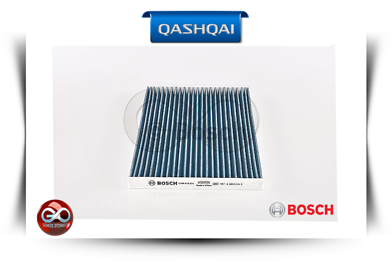Kabin hava filtresi, mavi katlı pleat; BOSCH logosu